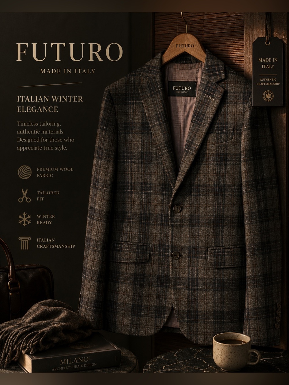 Futuro Gray Plaid Men's Blazer